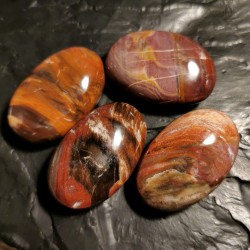 Bois silicifié - petit galet - chakra bordeaux